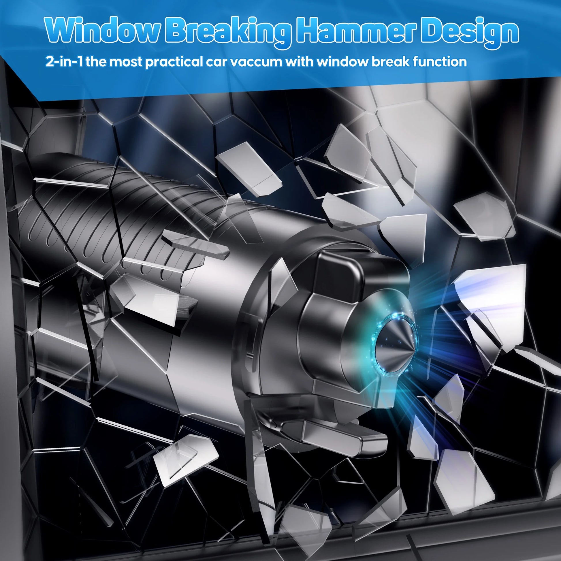 Cordless Handheld Vacuum Cleaner, Small Portable Car Vacuum Cleaner with Window Breaker, 15000Pa Powerful 3-In-1 Portable Handheld Vacuum for Home, Pet and Car